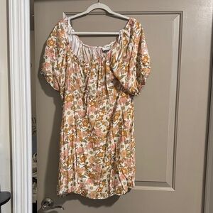 ARULA Floral Pink and Brown Dress